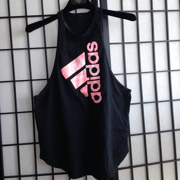 Adidas Black Muscle Tee with Pink Logo - Picture 9 of 15